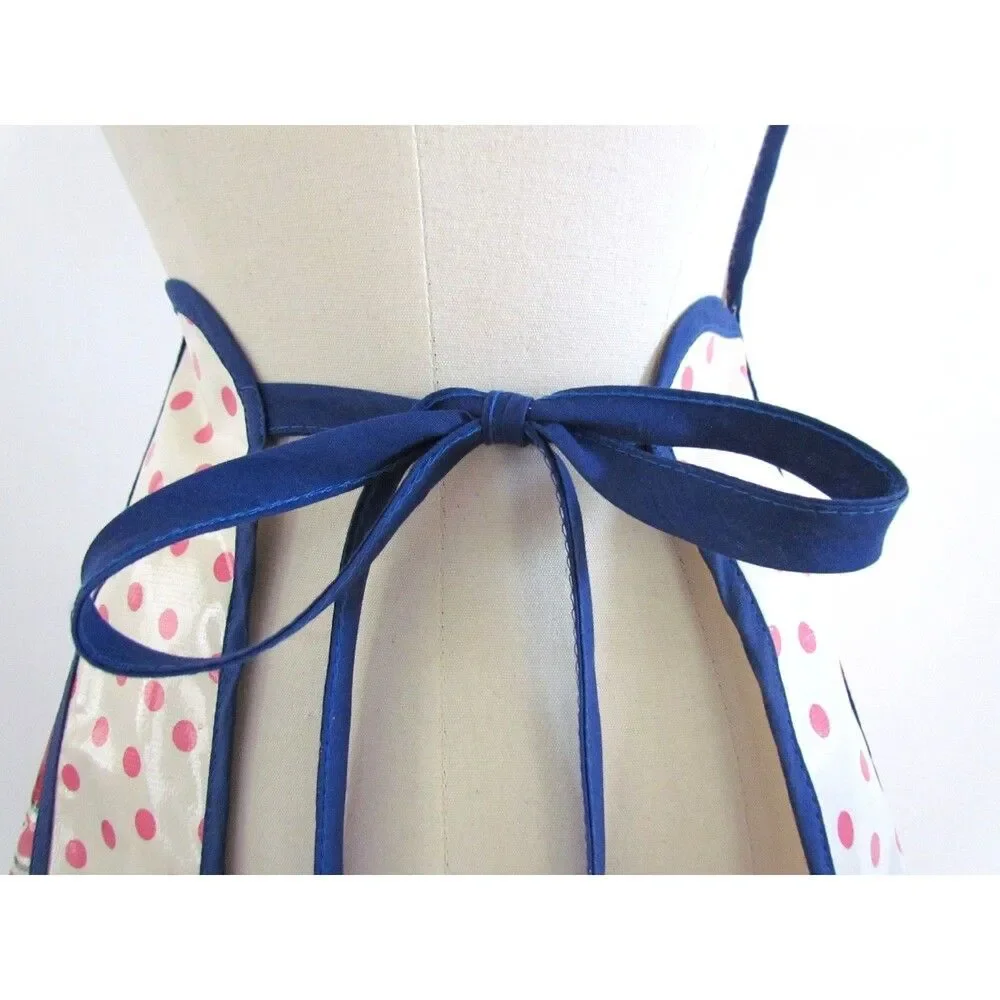Retro Oilcloth Apron Strawberry Polka Dot Motif Limited Edition Print Excellent